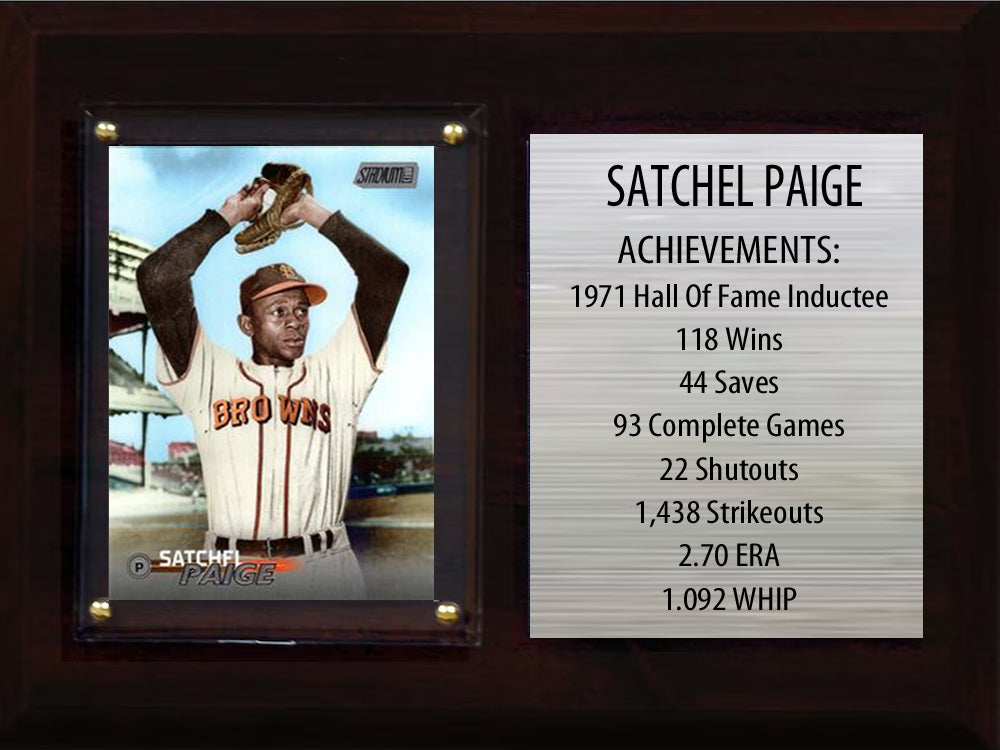 Satchel Paige Hall Of Fame Plaque 6" x 8" 1 Card + Stats