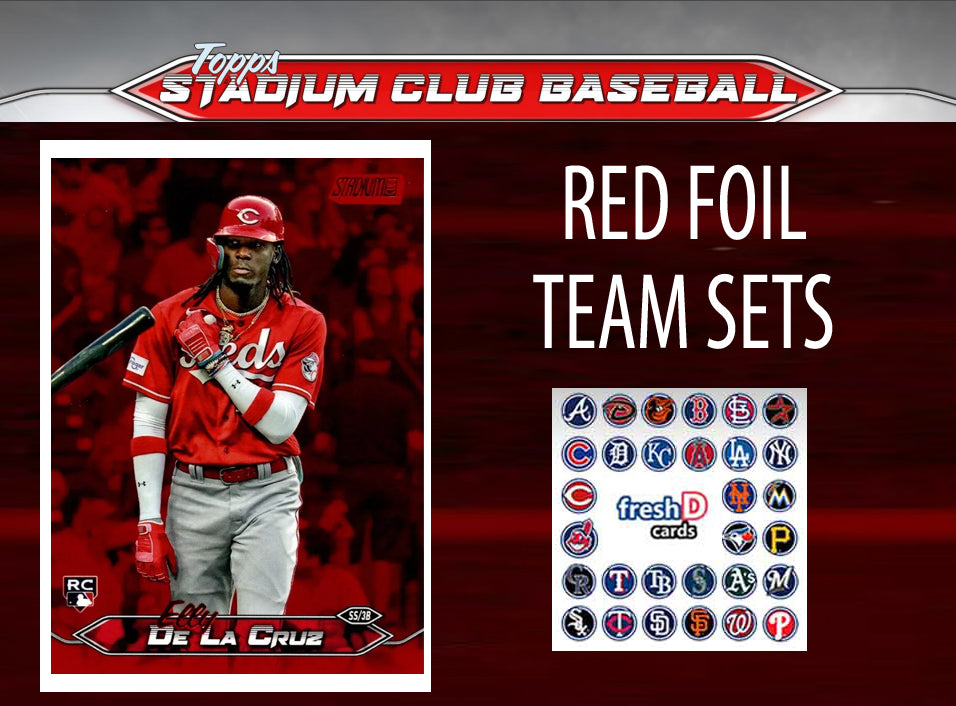 2024 Topps Stadium Club RED FOIL Team Set (11) Cincinnati Reds Elly De La Cruz RC 48 Larkin Bench