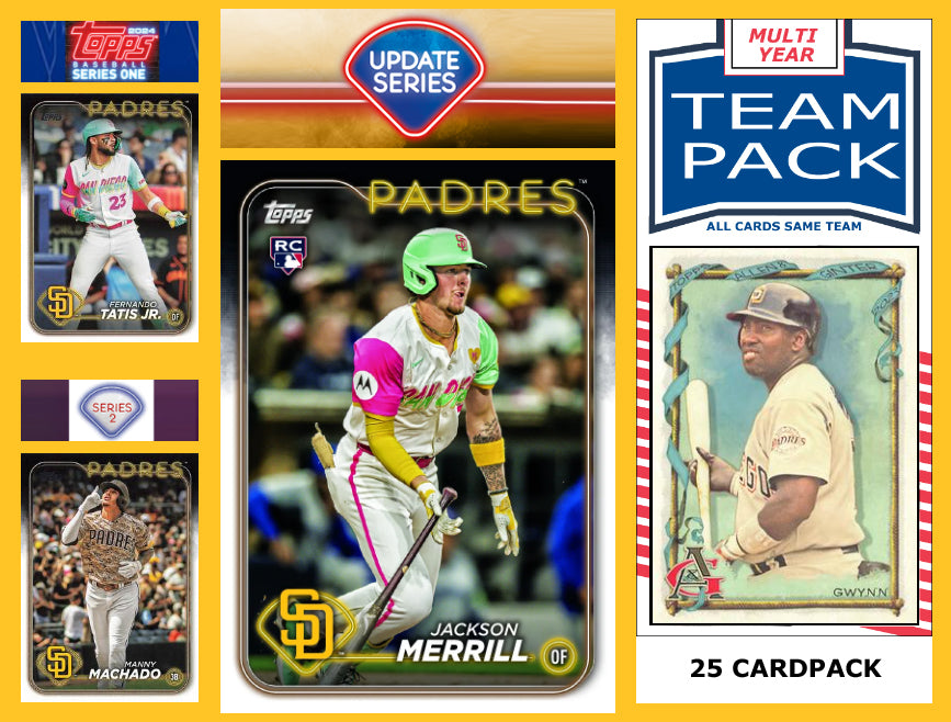 2024 Topps Update + Series 1 + 2 Team Set San Diego Padres Jackson Merrill RC 25 Pack Tony Gwynn