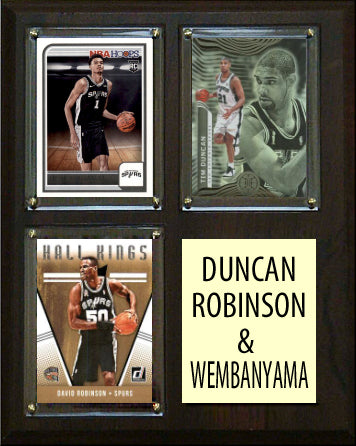 Victor Wembanyama #277 RC David Robinson Tim Duncan 3 Card Plaque 8" x 10" San Antonio Spurs