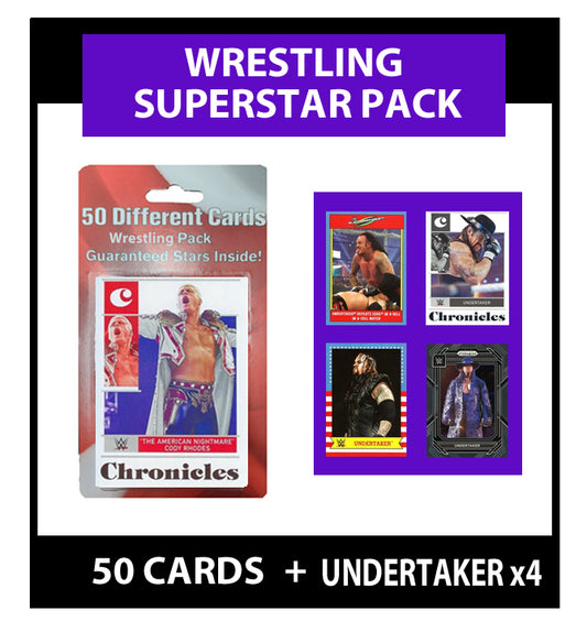 WWE 50 Card Wrestling Superstar Pack Topps Panini Stars, Legends + 4 Undertaker Cards