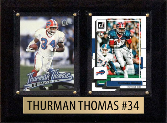 Thurman Thomas Score Donruss 2023 2024  2 Card 6" x 8" Plaque Buffalo Bills