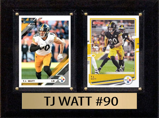 TJ Watt Score Donruss 2023 2024  2 Card 6" x 8" Plaque Pittsburgh Steelers