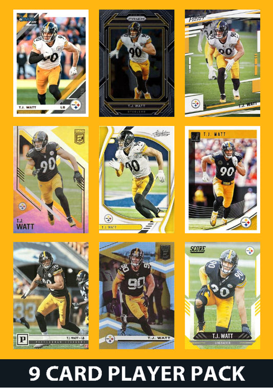 TJ Watt 9 Card Player Pack 2023 Donruss Panini Score Pittsburgh Steelers