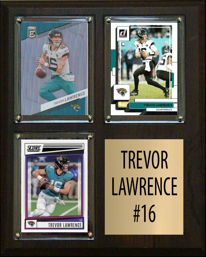 Trevor Lawrence 3 Card Plaque Donruss Fleer Topps 2023 2024 Jacksonville Jaguars