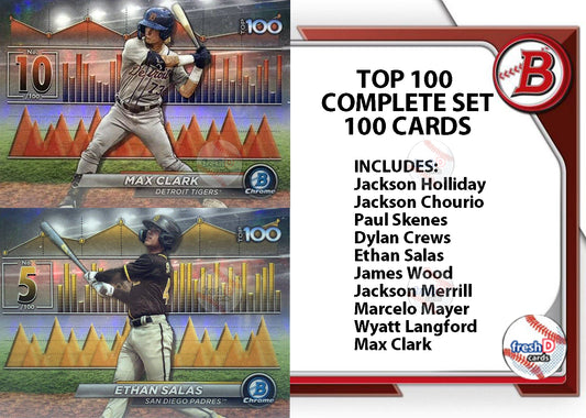 2024 Bowman Top 100 Prospects Chrome Set Holliday Skenes Chourio Salas Langford