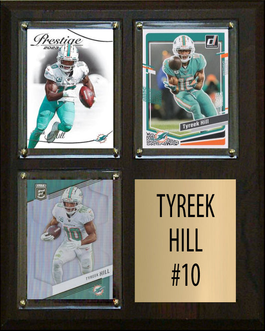 Tyreek Hill 3 Card Plaque Donruss Fleer Topps 2023 2024 Miami Dolphins