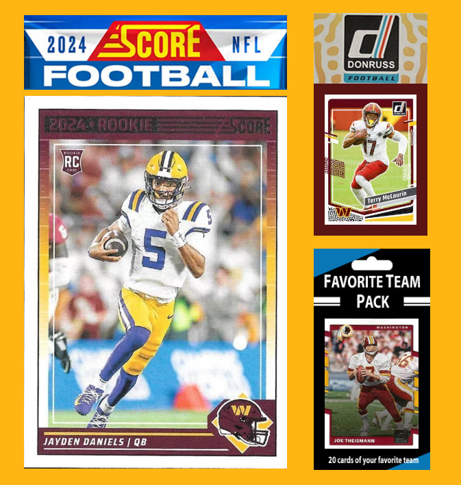 2024 SCORE NFL Washington Commanders Team Set Gift Pack + 2023 Donruss + 20 Card Pack  302 Jayden Daniels RC