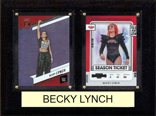 WWE Becky Lynch Panini Topps 2 Card Plaque 6x8