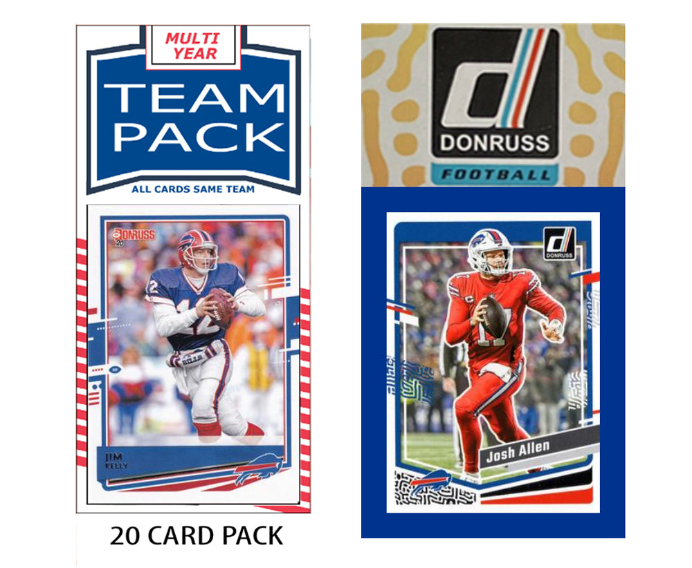 Buffalo Bills Team Pack 20 Cards Jim Kelly + 2023 Donruss Team Set Josh Allen