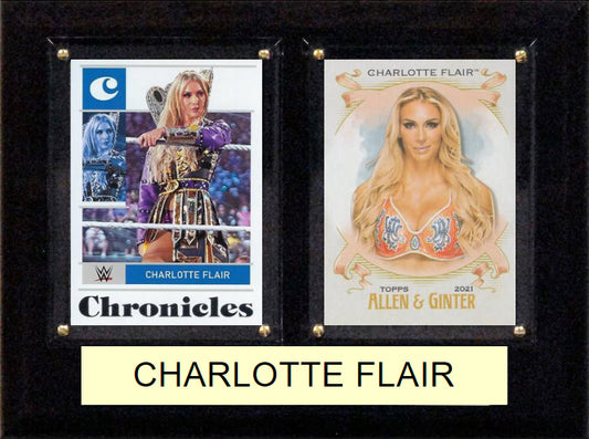 WWE Charlotte Flair Panini Topps 2 Card Plaque 6x8