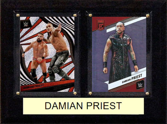 WWE Damian Priest Judgement Day Panini Topps 2 Card Plaque 6x8