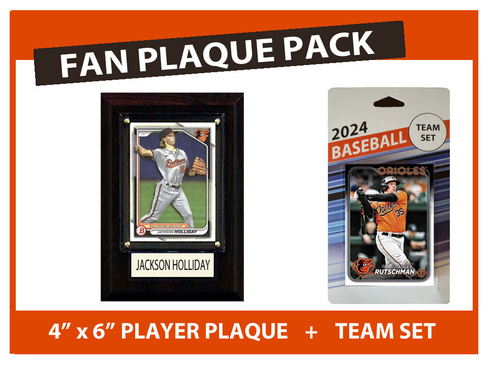 Baltimore Orioles Fan Plaque Pack Jackson Holliday + 2024 Topps Team Set