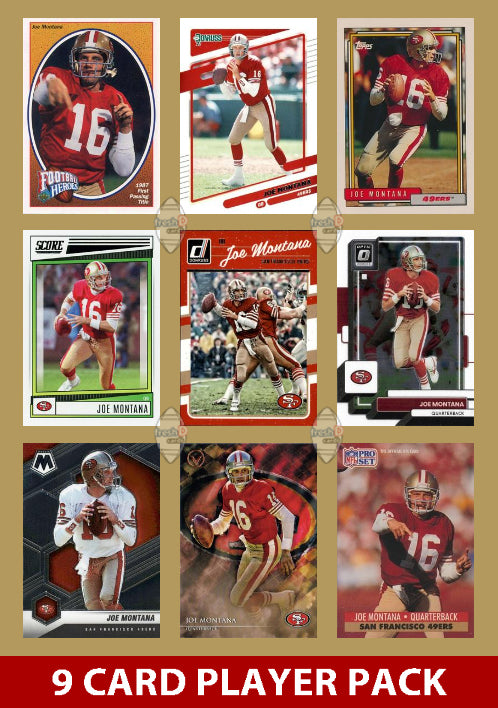 Joe Montana 9 Card Legend Pack Donruss Topps Panini Score San Francisco 49ers