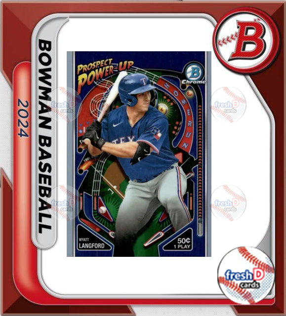 2024 Bowman Chrome Prospect Power Up Wyatt Langford Texas Rangers PP-3