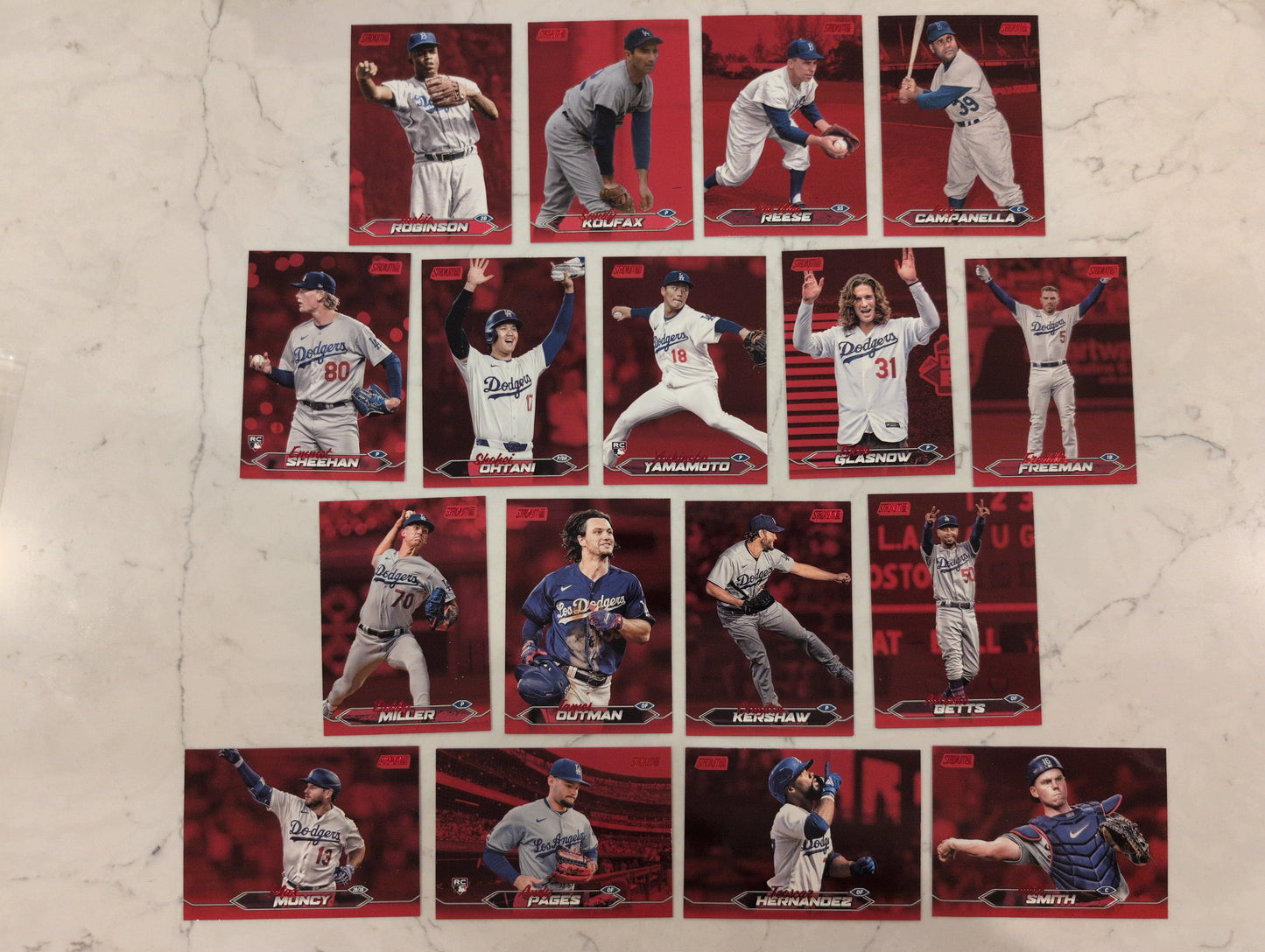 2024 Topps Stadium Club RED FOIL Team Set (17) LA Dodgers Ohtani Freeman Koufax