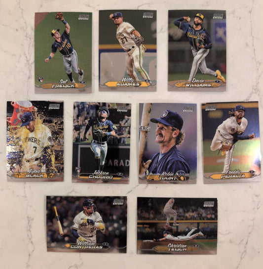 2024 Topps Stadium Club CHROME Team Set (9) Milwaukee Brewers Chourio RC 184 Yount