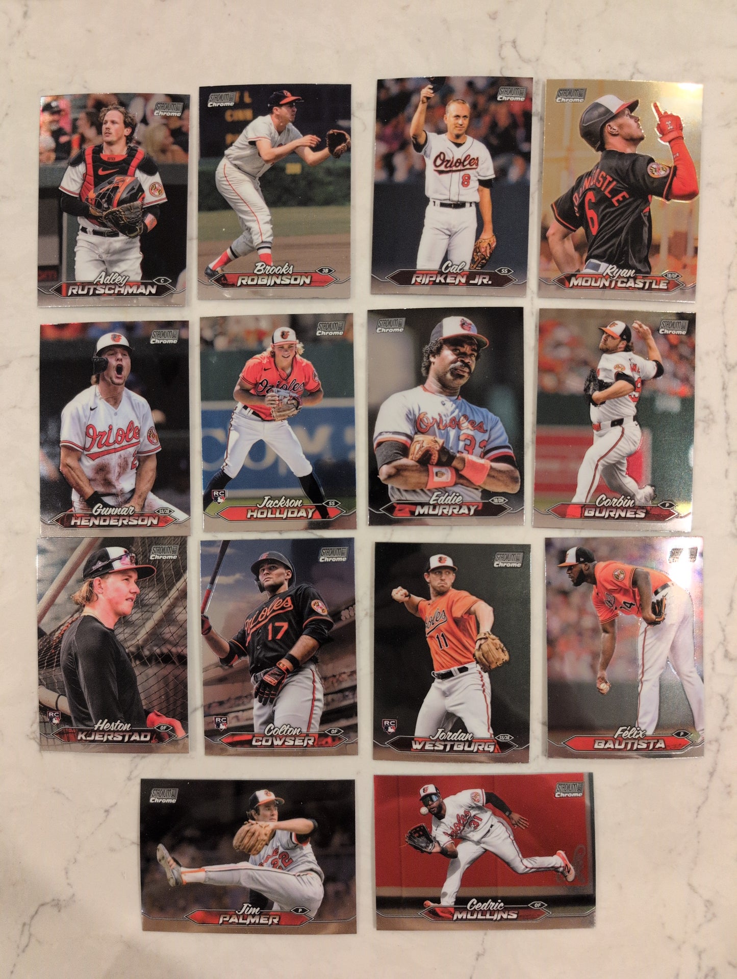 2024 Topps Stadium Club CHROME Team Set (14) Baltimore Orioles Holliday 211 Ripken