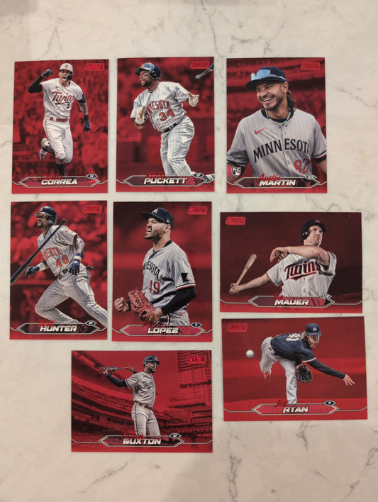 2024 Topps Stadium Club RED FOIL Team Set (8) Minnesota Twins Correa Puckett Mauer