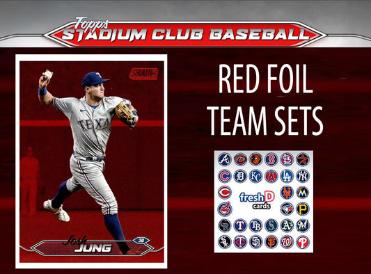 2024 Topps Stadium Club RED FOIL Team Set (11) Texas Rangers Wyatt Langford RC Nolan Ryan